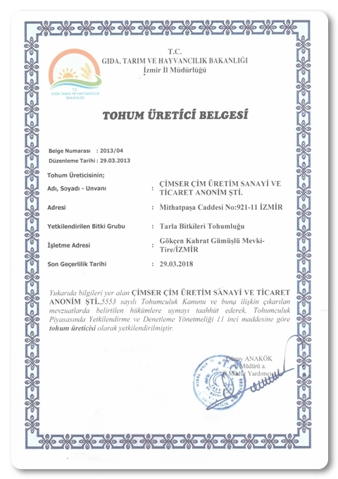 Tohum Üretici Belgesi