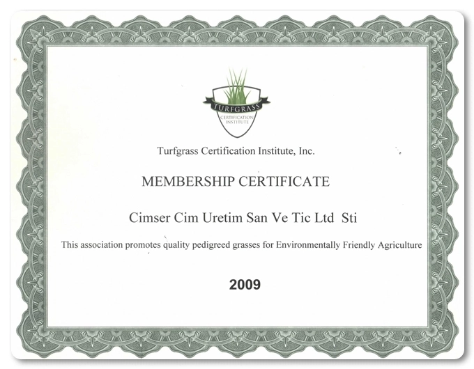 Turfgrass Membership Certificate